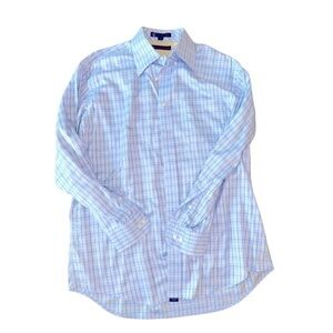 Tommy Hilfiger Men's Blue Button Down TLC The Lifetime Collar Size L 16 32/33